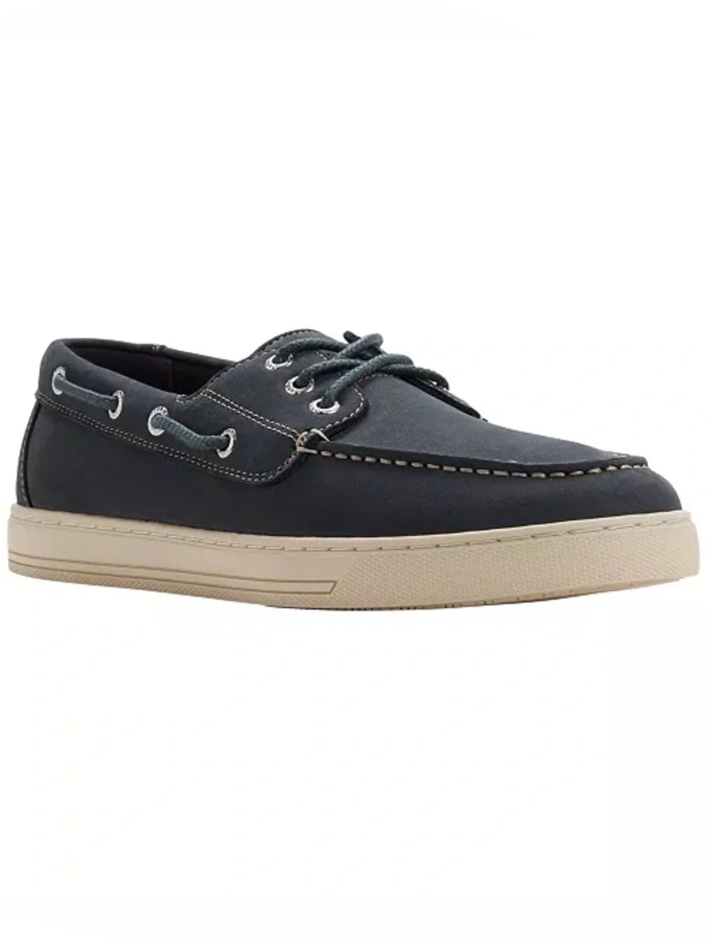 Sperry Navy Leather Two-Eye Boat Shoe with Cream Sole